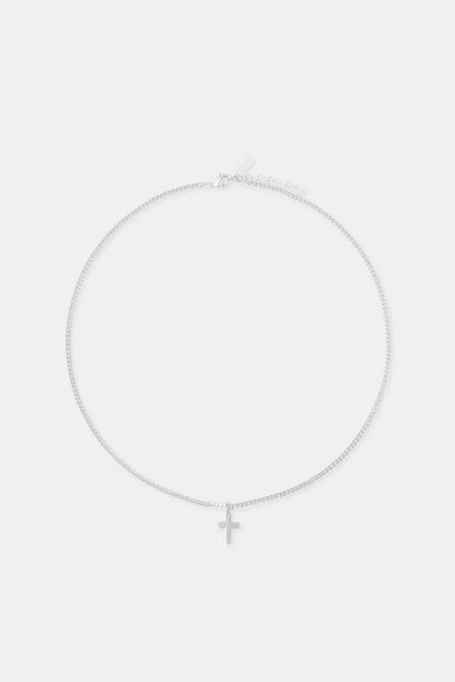 Polished Drop Cross Cuban Chain - 3mm