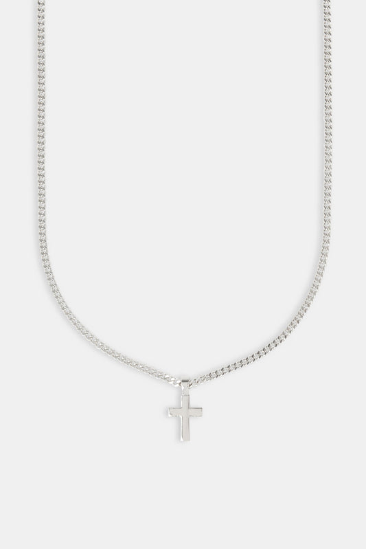 Polished Drop Cross Cuban Chain - 3mm